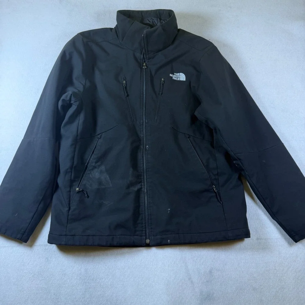 The North Face Mens WindWall Softshell Jacket Black Full Zip Fleece Lined Large